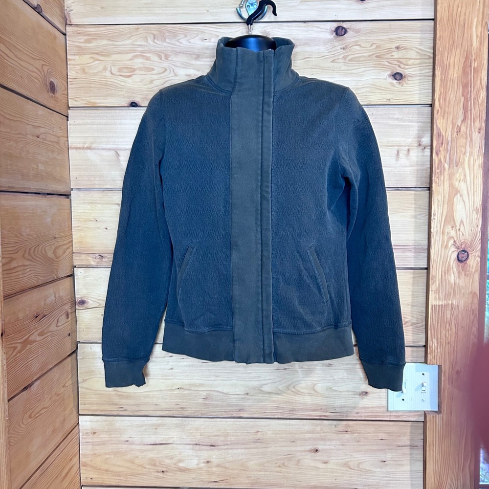Mixed Media Full Zip Track Jacket Women Medium Fossil Black Quilted Lululemon